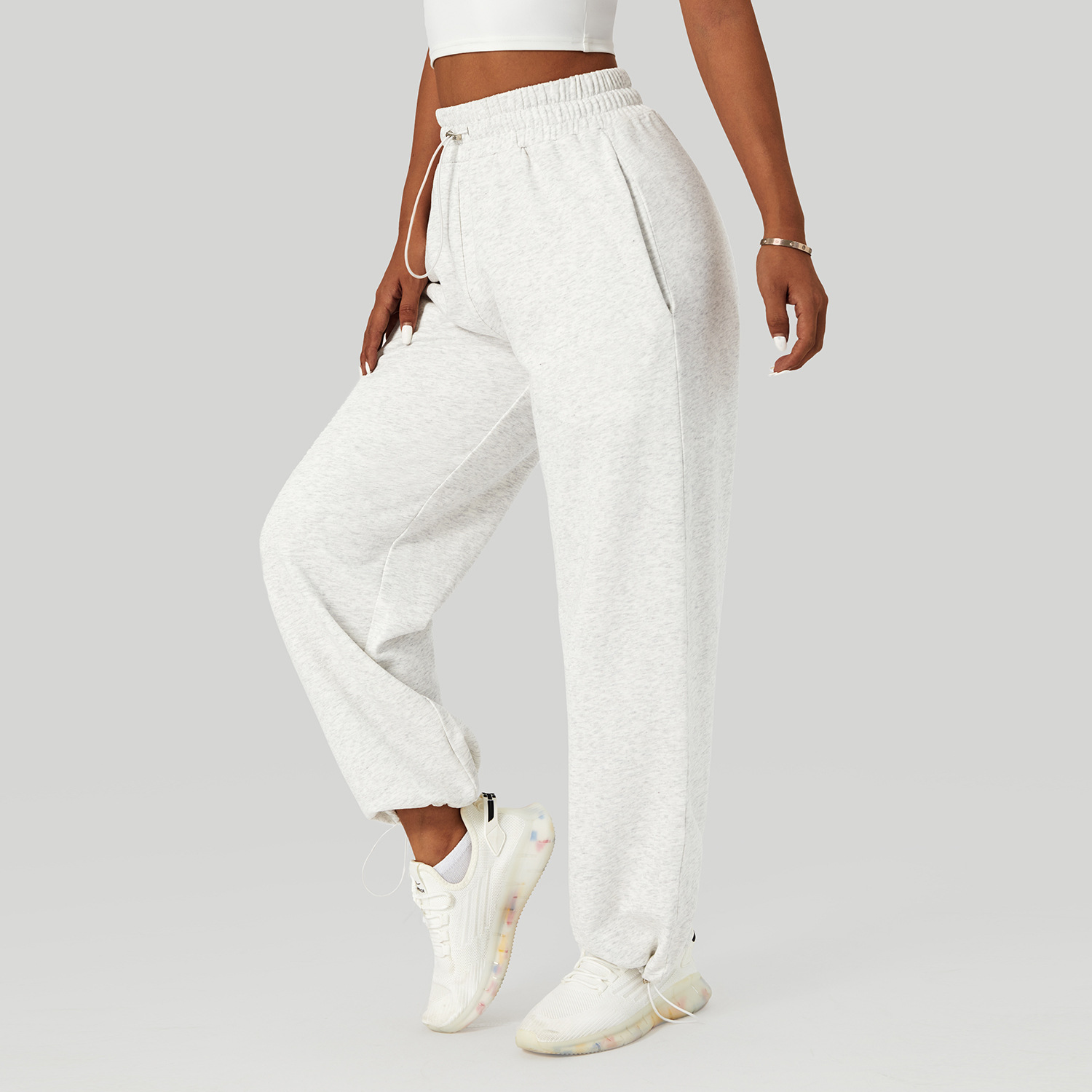 marl white running jogger